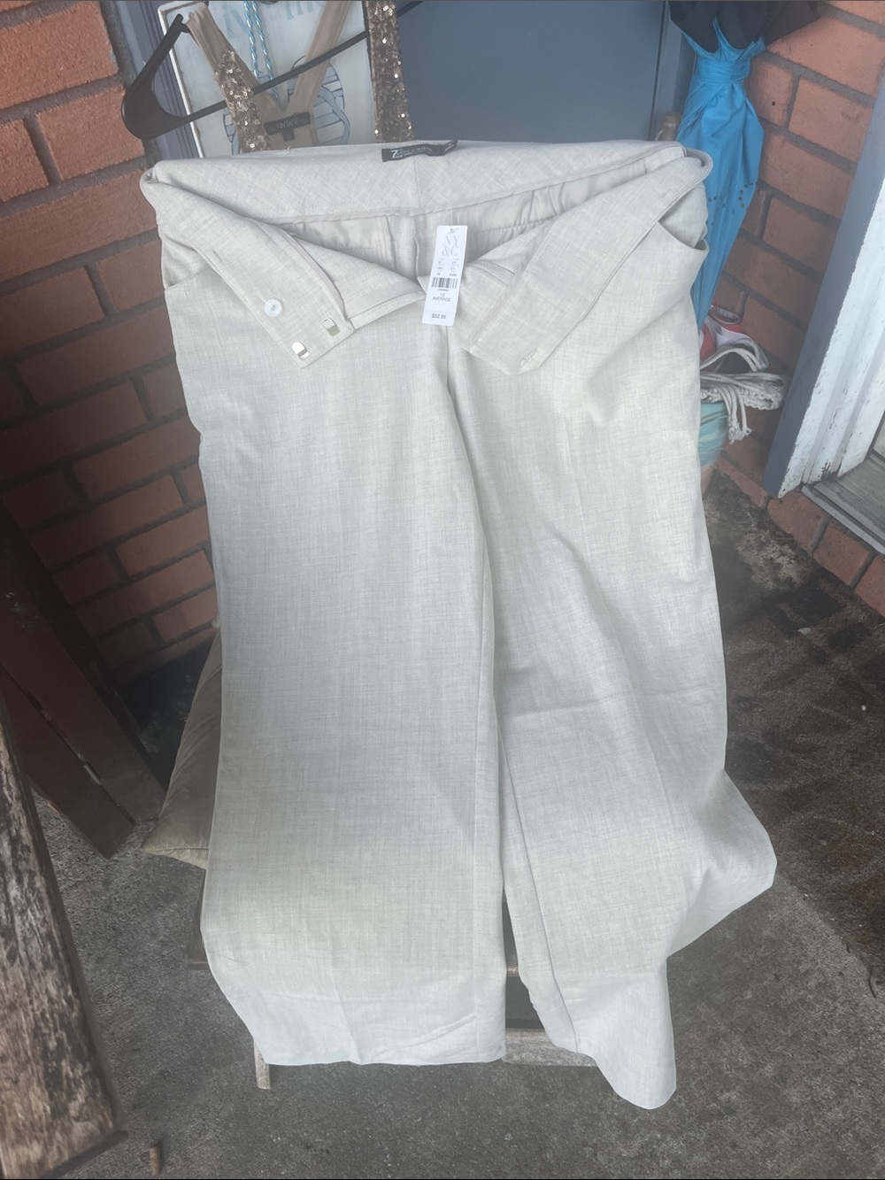 New York & Company Wide Leg Linen-Blend Pants in Light Beige